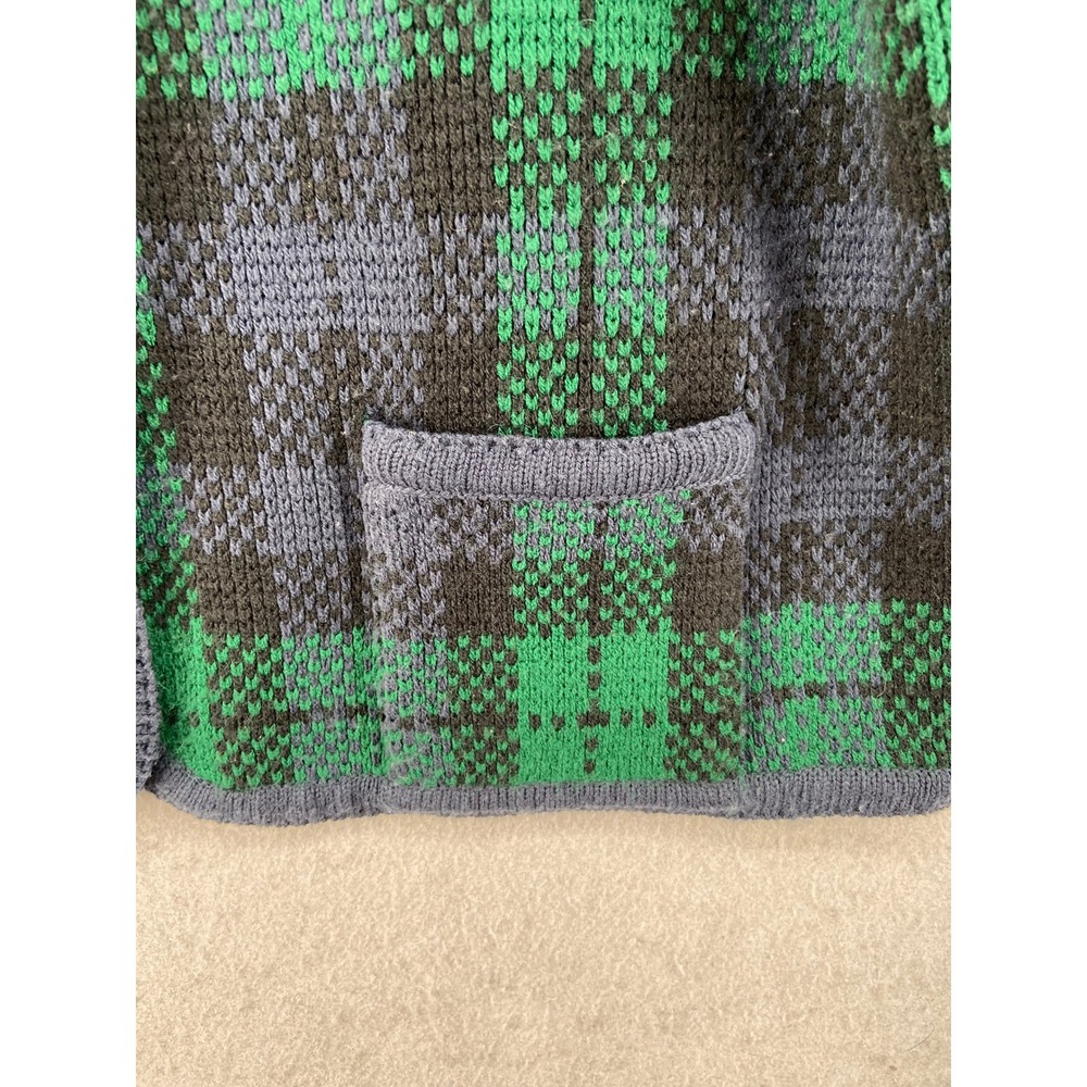 VTG Crystal Kobe Cardigan Womens Sz XL Blue Green Plaid Button‎ Front Sweater - Picture 3 of 12